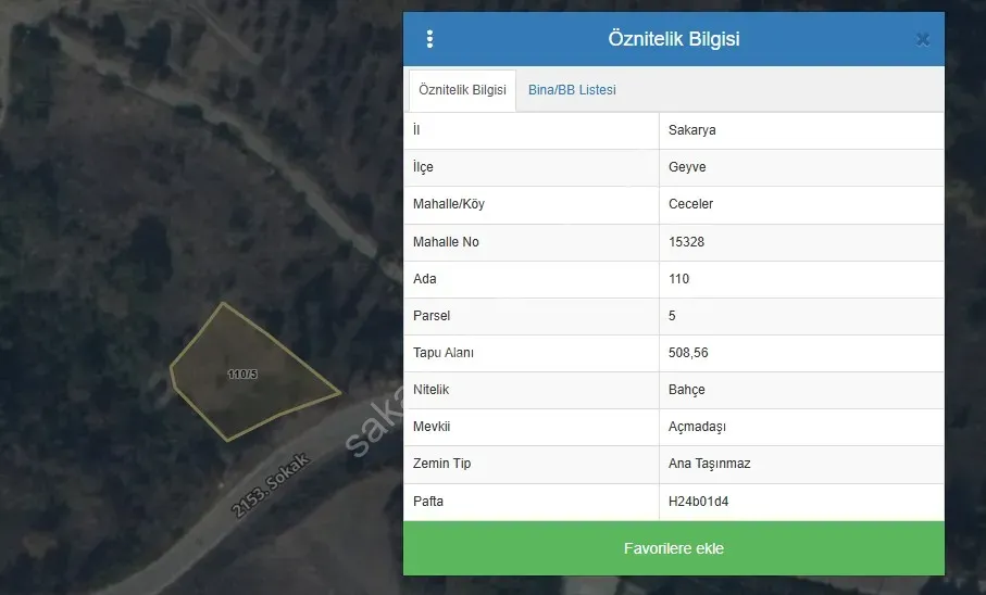 GEYVE CECELER KÖYÜNDE 508 m² ASFALTA CEPHE ELEKTRİK SU DİBİNDE HOBİ BAHÇESİ
