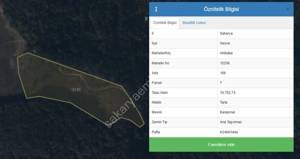 GEYVE AHİBABA KÖYÜNDE 10782 m² ARAÇ TAKASLI, EMSALLERİNE GÖRE HESAPLI FIRTSAT ARAZİ